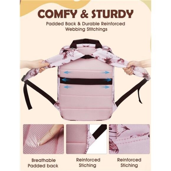 Travel Backpack for Women, Pink TSA Flight Approved Carry on Backpack Personal main image 2